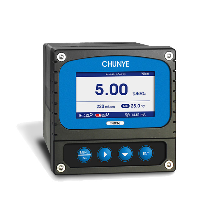 Online Acid-Base-Salt Concentration Controller with Relay Alarm and Automatic Temperature Compensation